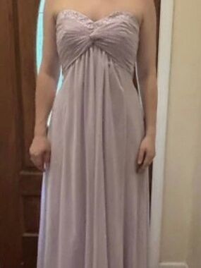 David’s Bridal chiffon dress wisteria